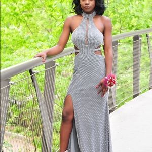 Gray hand-beaded Prom dress